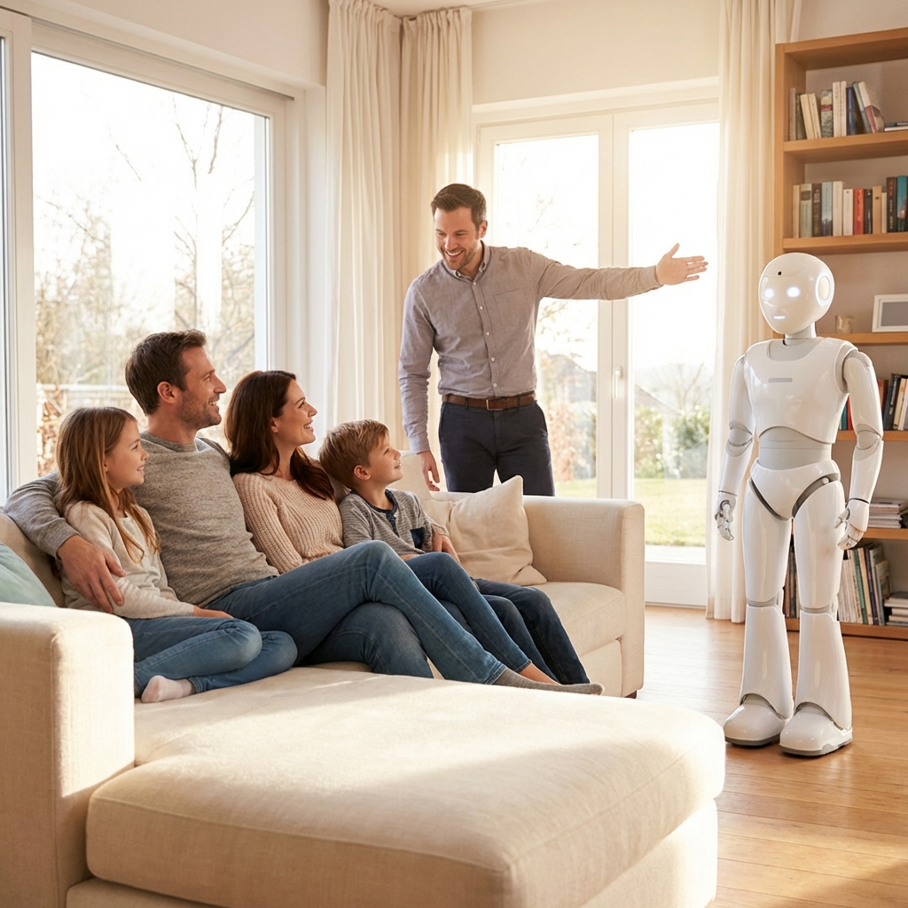 Rodzina ucząca się obsługi robota